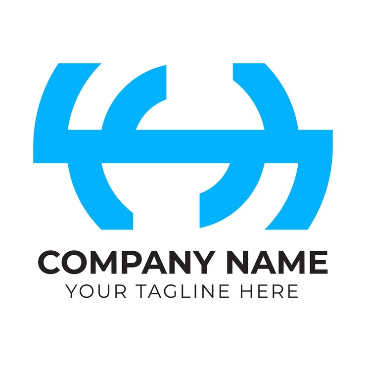 Vector un logotipo azul para una empresa llamada company name your tag here