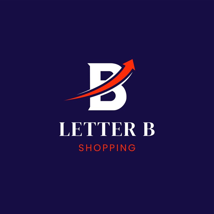 Vector un logotipo azul con una flecha roja que dice b b