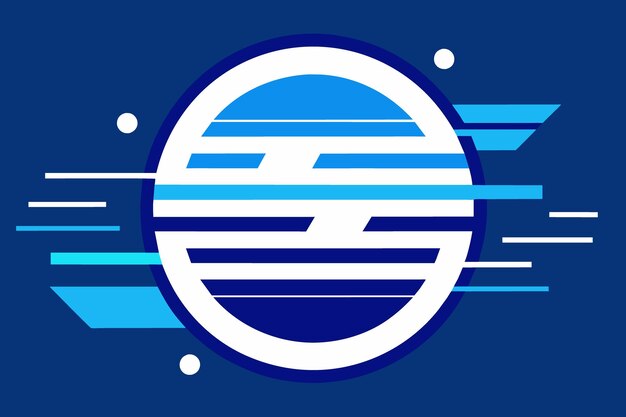 un logotipo azul con un fondo azul con una cara sonriente