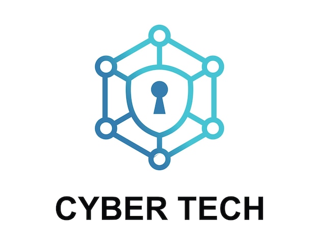 un logotipo azul con un logotipo clave que dice tecnología cibernética