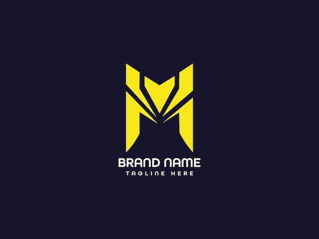 Un logotipo azul para una marca que dice "nombre de marca" en él