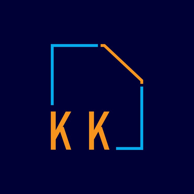 Vector un logotipo azul y naranja con un cuadrado en el medio