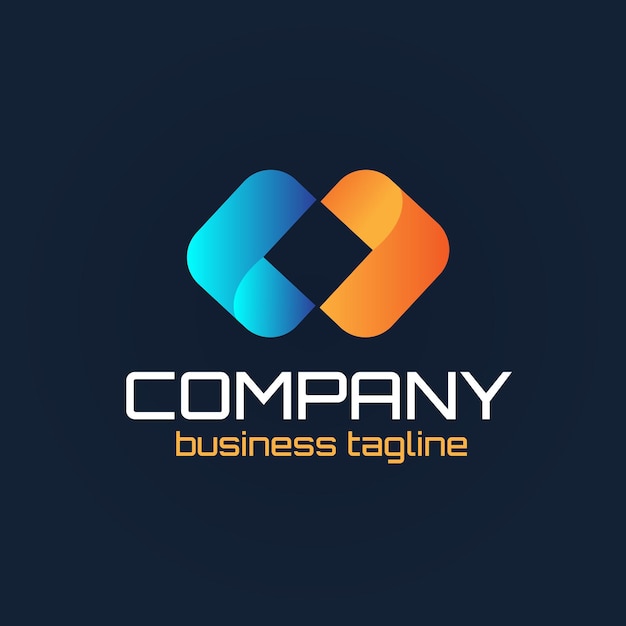 Un logotipo azul y naranja para la etiqueta comercial de la empresa