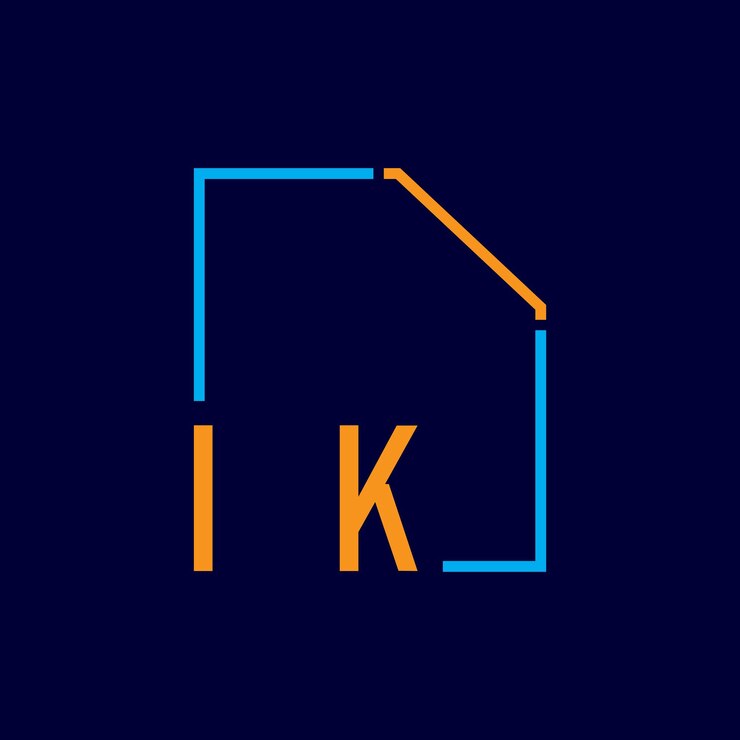 Vector un logotipo azul y naranja con una letra k en él