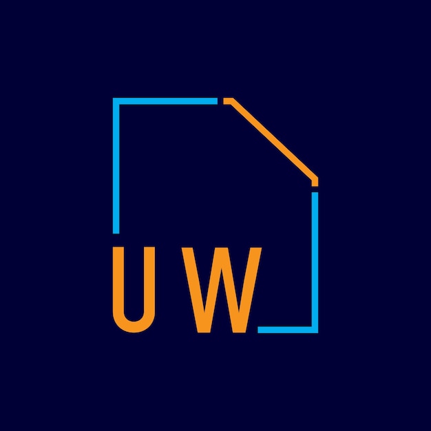un logotipo azul y naranja con las letras w