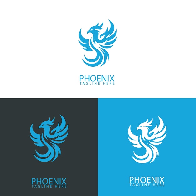 un logotipo azul y negro para un fénix