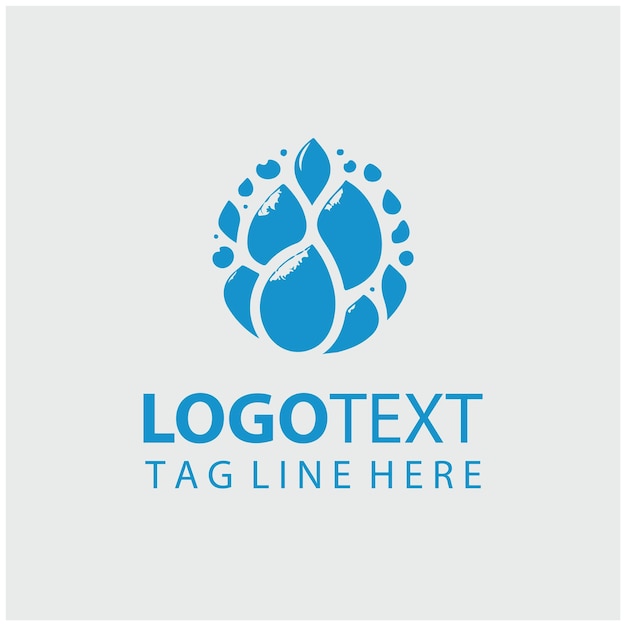 un logotipo azul para el nombre de la marca " Obtenga su propio texto " sobre un fondo gris