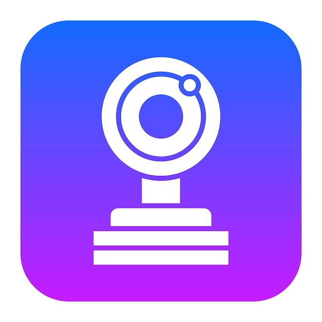 un logotipo azul y púrpura con una cámara en él