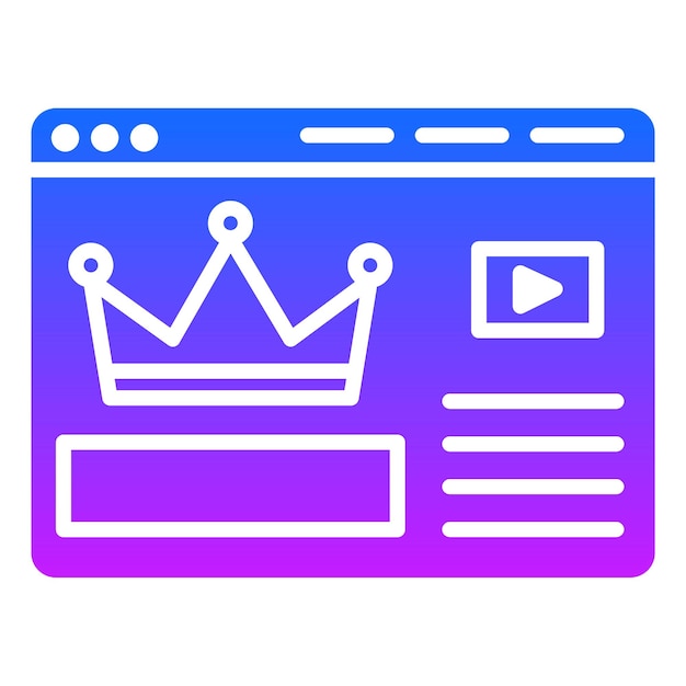 un logotipo azul y púrpura con una corona en él