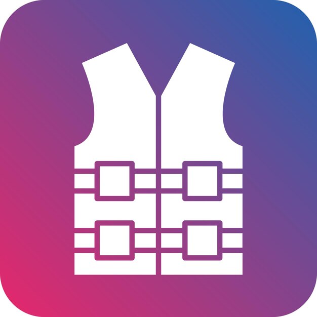 un logotipo azul y rosa con un chaleco que dice chaleco