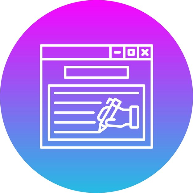 un logotipo azul y rosa con una imagen de un bolígrafo y un lápiz