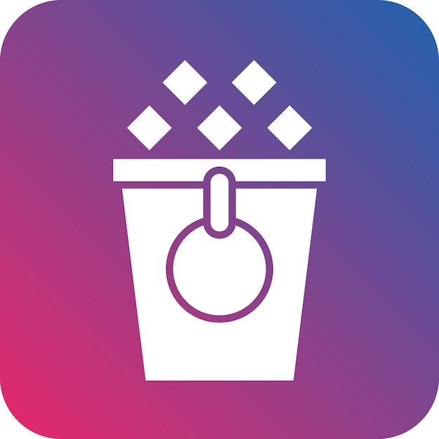 un logotipo azul y rosa con una imagen de un cubo con un anillo en él