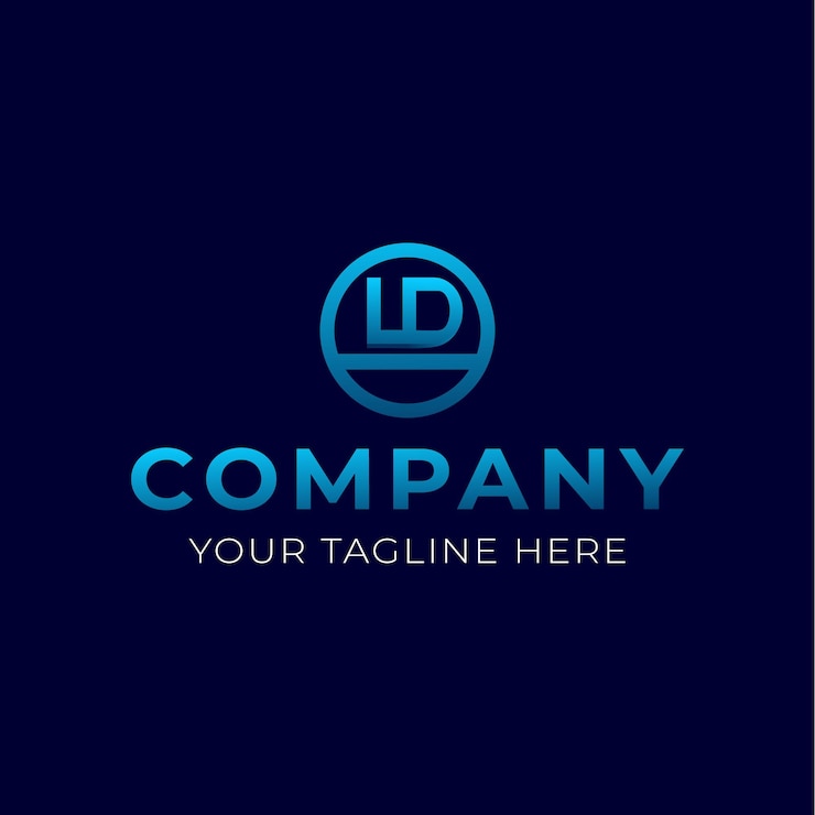 Vector logotipo azul con texto ld