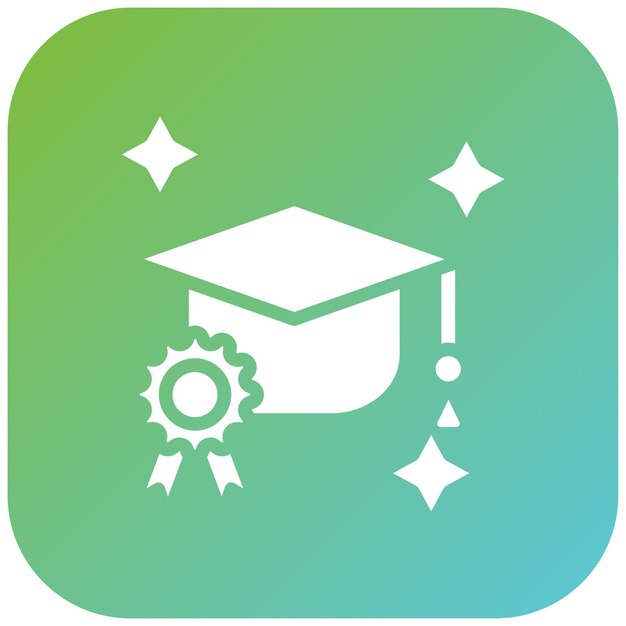 un logotipo azul y verde para la graduación con una gorra de graduación en él
