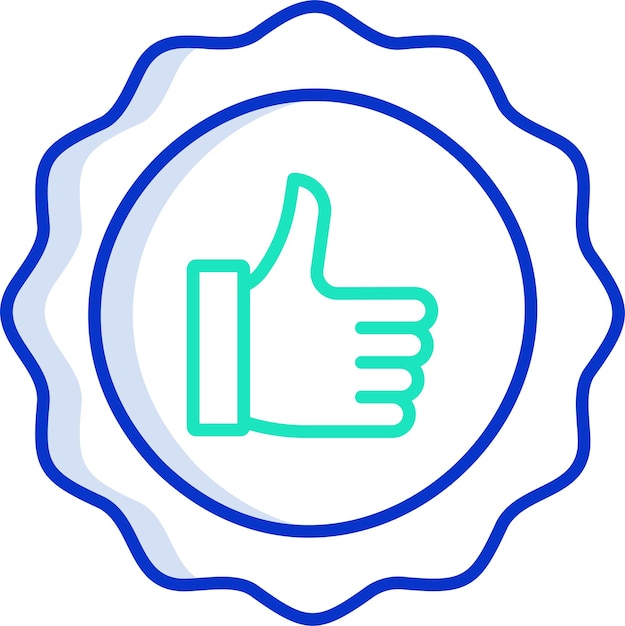 un logotipo azul y verde con la palabra pulgares hacia arriba