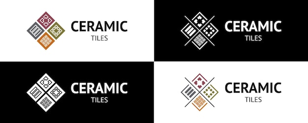 Logotipo de azulejos de cerámica geométricos con estilo Vector