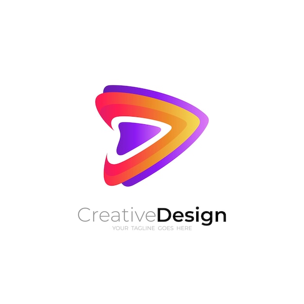 Logotipo B y combinación de diseño de fuego estilo colorido 3d