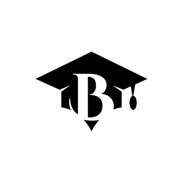 Logotipo B Icono de sombrero de graduación Logotipo de educación Símbolo de posgrado