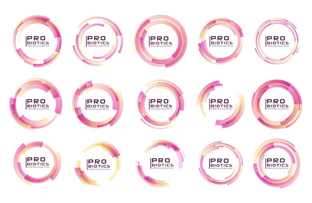 Logotipo de bacterias probióticos. Prebiótico, Lactobacillus. Patrón sin fisuras de los iconos médicos.