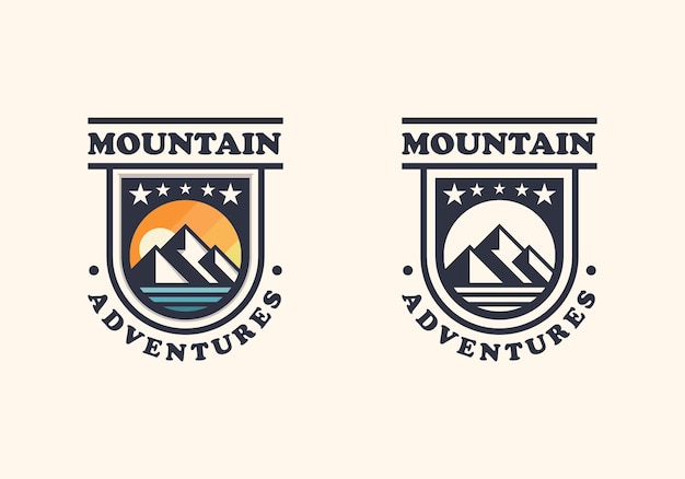 Logotipo de badge mountain two version