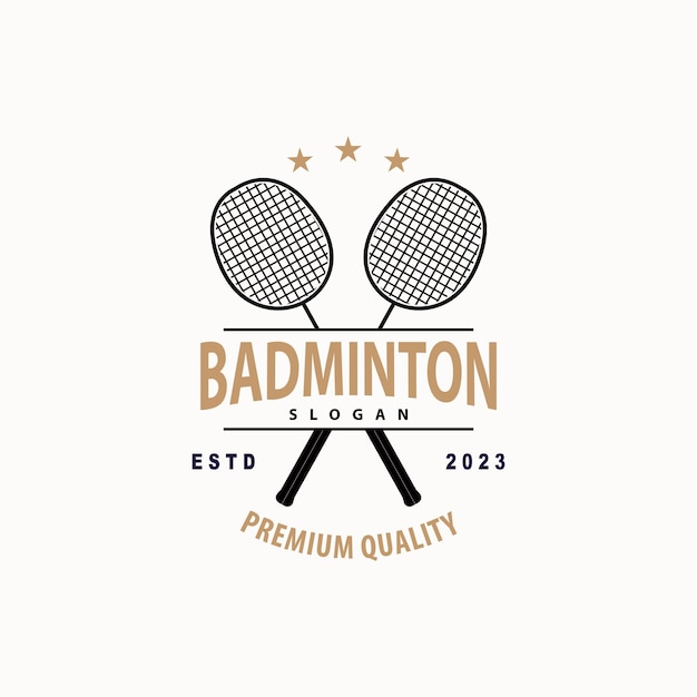Logotipo de bádminton Diseño sencillo de raqueta de bádminton Retro Vintage Concepto deportivo minimalista