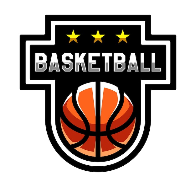 Vector logotipo de baloncesto. juegos de deporte. emblema de pelota deportiva. estampado de camiseta.