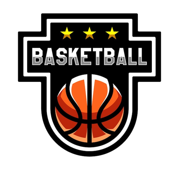 Logotipo de baloncesto. Juegos de deporte. Emblema de pelota deportiva. Estampado de camiseta.