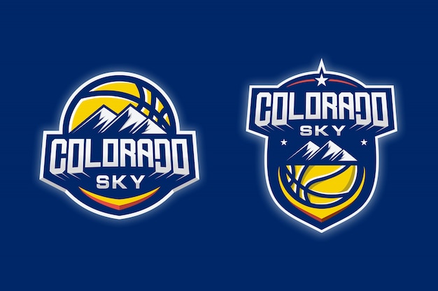 Logotipo de baloncesto de sky colorado