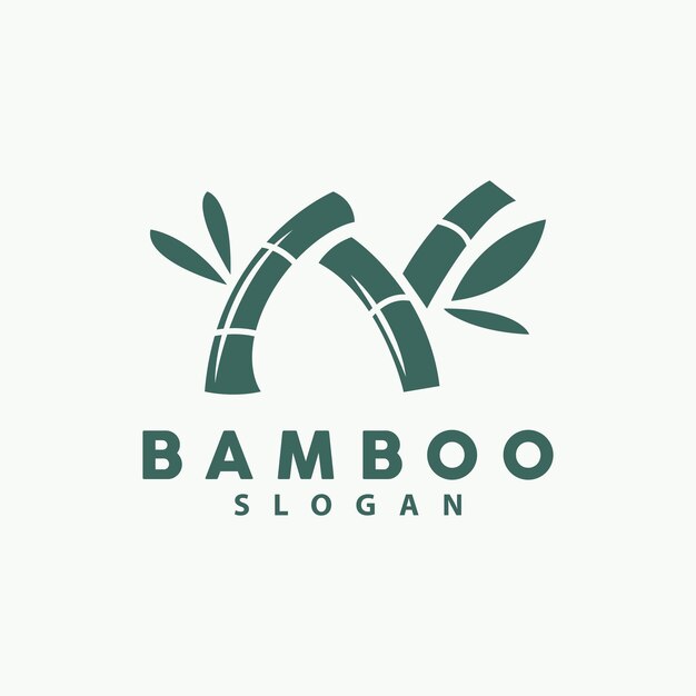 Logotipo de bambú Plantas verdes Vector Plantilla de ilustración de diseño minimalista simple