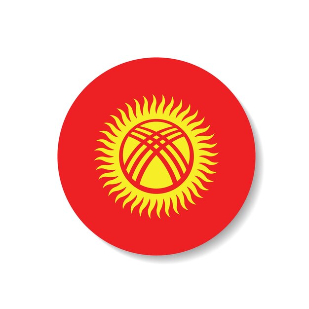 El logotipo de la bandera del botón de Kirguistán, el icono de la ilustración vectorial de la computadora