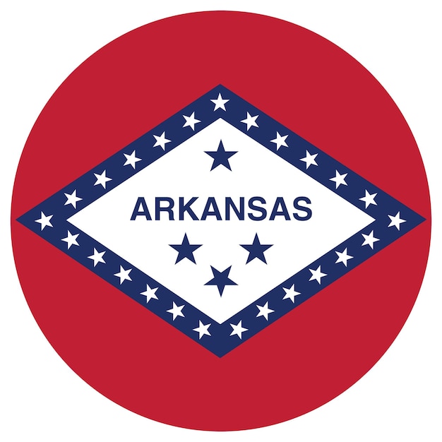 El logotipo de la bandera circular de Arkansas es un diseño de ilustración vectorial por computadora