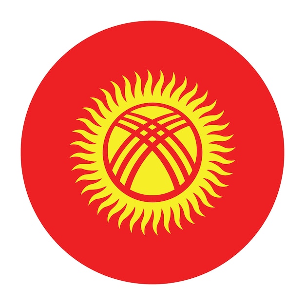 Logotipo de la bandera circular de Kirguistán diseño de ilustración vectorial por computadora