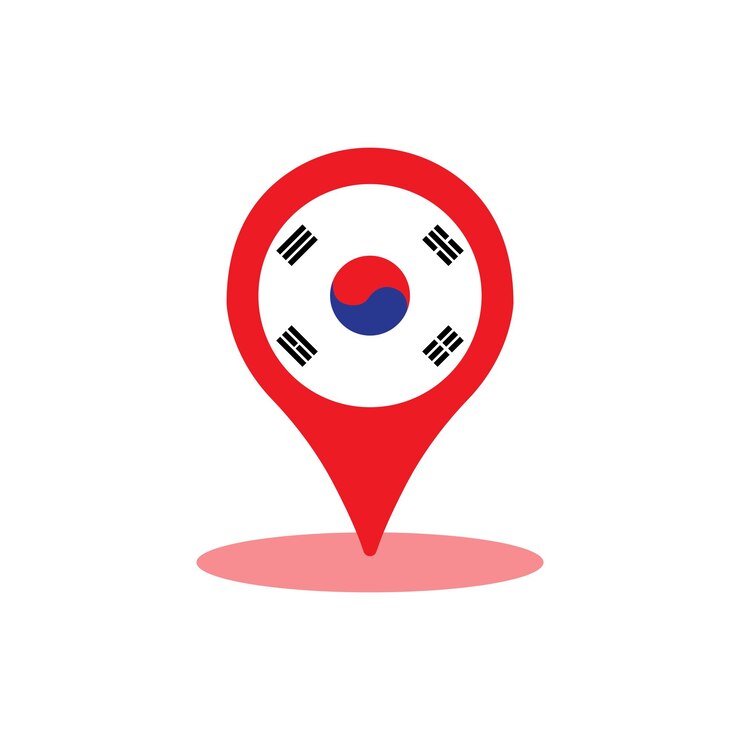Vector logotipo de la bandera coreana en forma de mapa diseño de símbolo de ilustración vectorial