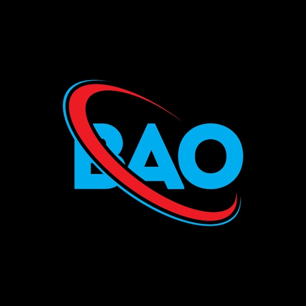 El logotipo de BAO (Literatura de BAO) Diseño del logotipo de la letra BAO Iniciales Logotipo BAO vinculado con círculo y monograma en mayúscula Logotipo BAo Tipografía para negocios tecnológicos y marca inmobiliaria
