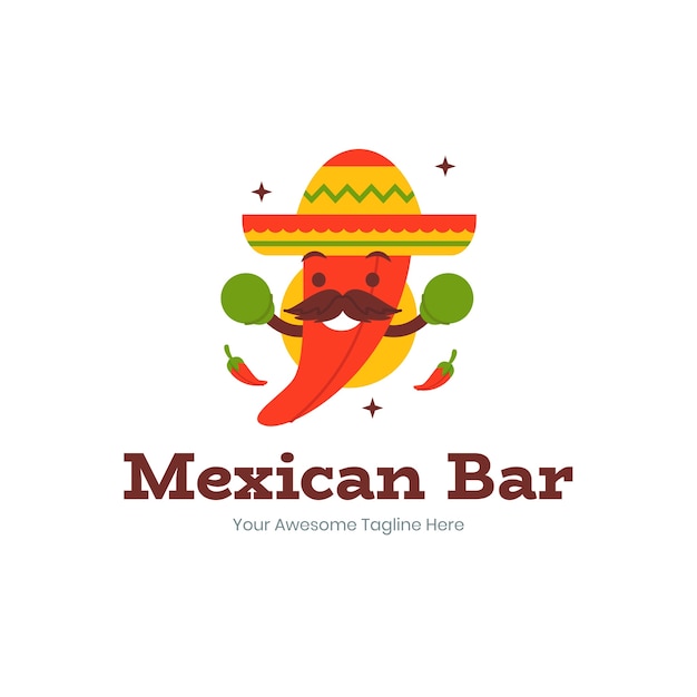 Vector logotipo de bar mexicano dibujado a mano