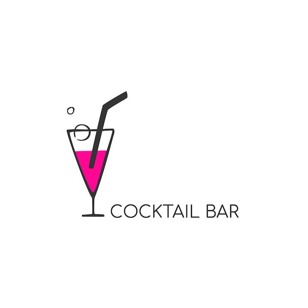 Logotipo para bar tienda restaurante Copa de cóctel Martinka con la inscripción bar de cócteles