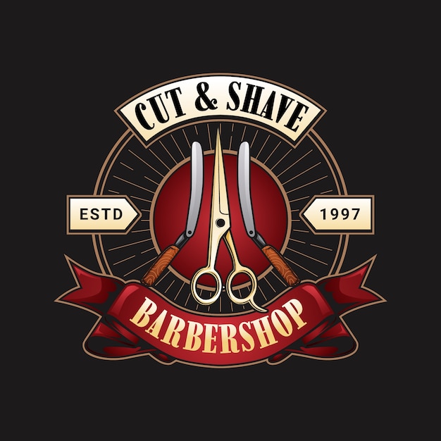 El logotipo de la barbería en gradiente