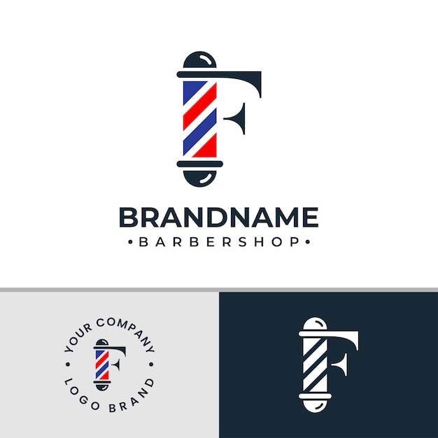 Logotipo de la barbería de la letra F adecuado para cualquier negocio relacionado con la barbería con la inicial F