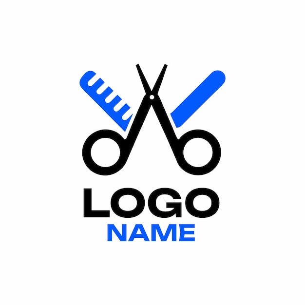 Logotipo de barbería con peine y navaja de tijeras