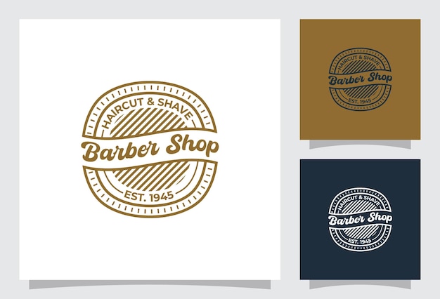 logotipo de barbería vectorial en estilo vintage creativo