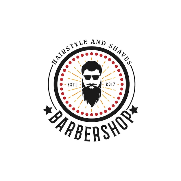 Vector logotipo de barbería vintage para plantilla de vector de salón de peluquería