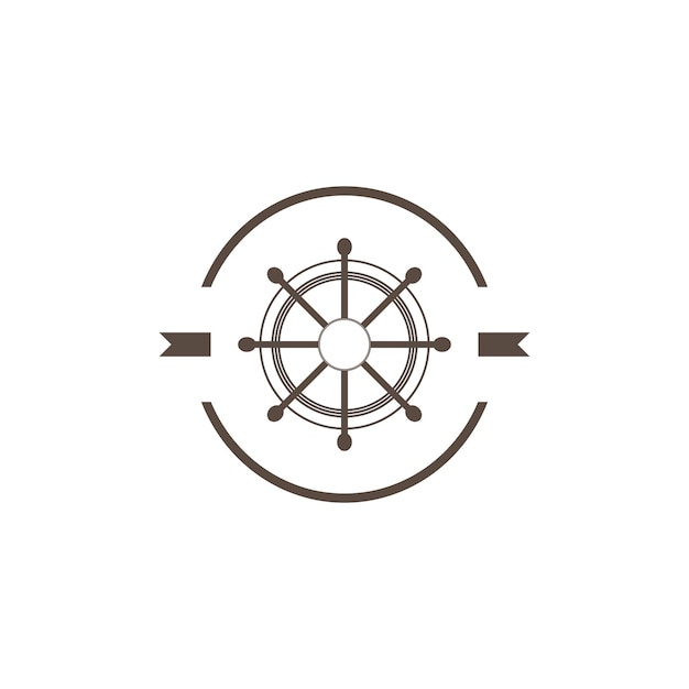Logotipo de barco de dirección y plantilla vectorial
