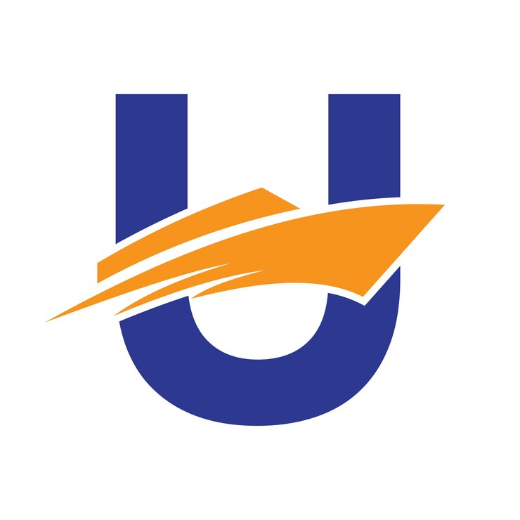 Vector logotipo de barco con la letra inicial u para el signo de yate template de vector de símbolo marítimo