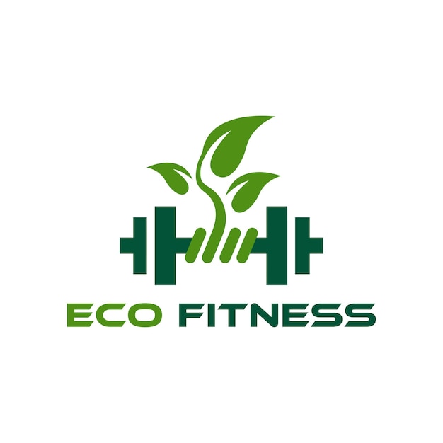 Vector logotipo de barra de fitness de gimnasio ecológico