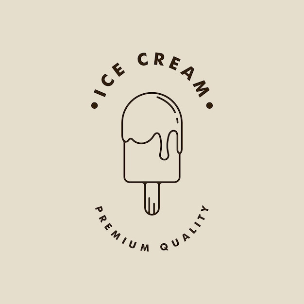 El logotipo de la barra de helado arte de línea simple minimalista ilustración vectorial plantilla icono diseño gráfico