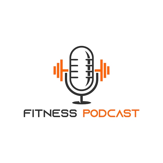 Vector logotipo de barra de podcast de fitness