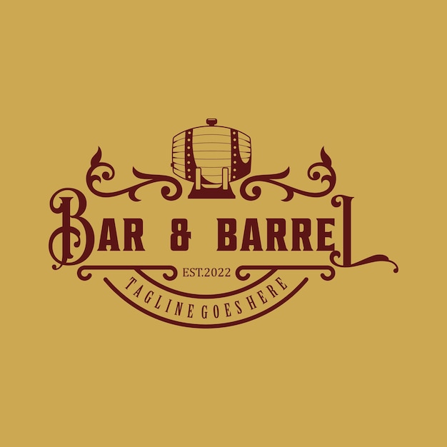 Logotipo de barril de whisky de lujo vintage