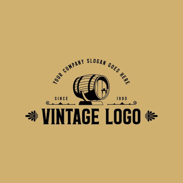 Vector logotipo de barril de whisky vintage