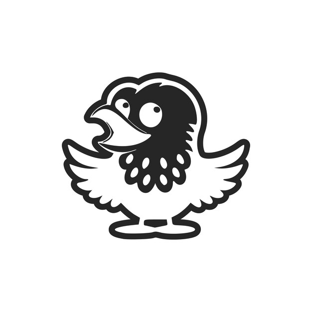 Logotipo básico en blanco y negro con un águila adorable y linda
