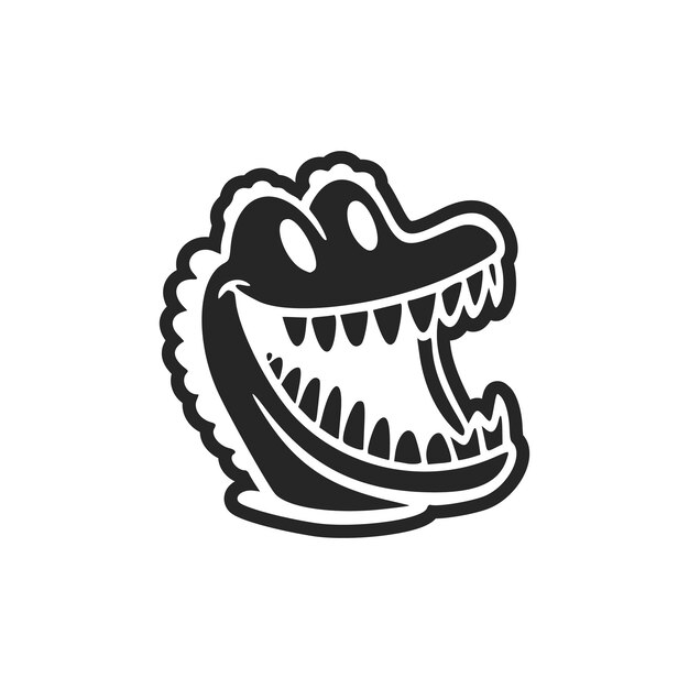 Vector logotipo básico en blanco y negro con cocodrilo atractivo y alegre